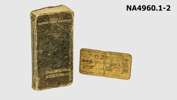 .1 Pocket size Deans Dictionary in Brown Leather with gold engraved lettering. English- German (Deutch-Englisch) 