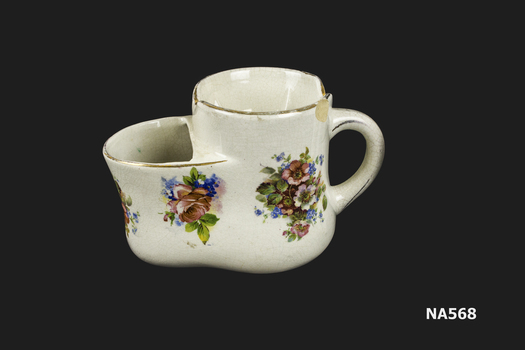 White china shaving mug decorated with flowers