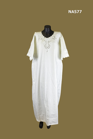 Nightdress, ladies - (cotton) french seams Cut out work with Richelieu embroidered.  
