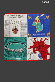 Lawn Handkerchief - Memento of Melbourne 1956 Olympic Games. 