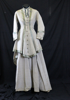 Going Away Dress. Faded grey skirt and jacket. (front)