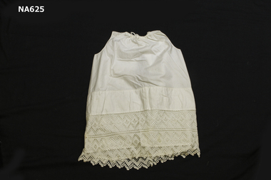 Baby's white cotton petticoat with deep cotton crochet border. 