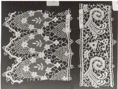 Piece cream lace used for demonstration purposes