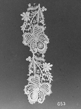 Piece cream lace used for demonstration purposes