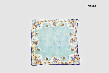 Blue Georgette handkerchief with flowered border