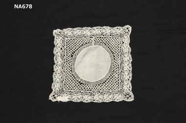 Square Cream silk doyley, wide silk thread embroidery