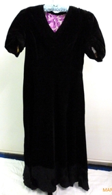 1939 Black velvet full length evening dress 