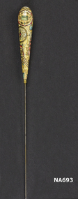 Gold painted and decorated hat pin