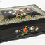 Black paper mache sewing work box. 