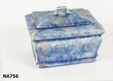 Casket - Blue with pink design, 