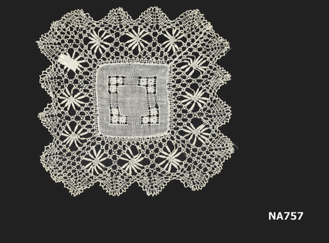 Silk doyley with deep lace border