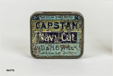 Blue background Tobacco Tin , Medium Strength Capstan Navy Cut.