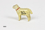 Tiny cream painted wooden dog with red collar