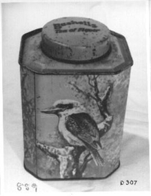 Blue tin with Australian Natives Animals on side and 'Bushells Tea Of Flavour' on lid