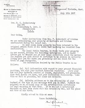 Letter from Bona & Carmichael, Solicitors.