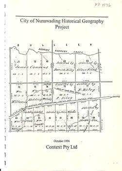 Nunawading Historical Geography Project, 1994