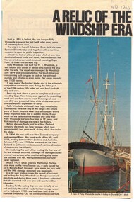 Article on the history of Polly Woodside sail ship, last voyage to Sydney in 1922.