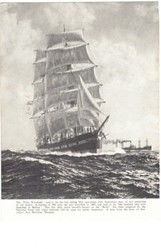 Polly Woodside sailing on sea.