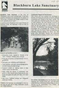 Pamphlet - Two Pamphlets, Schwerkolt Cottage; Blackburn Lake Sanctuary, 1/03/1996 12:00:00 AM