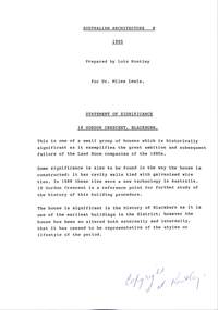 Document - Report, Conservation analysis of 18 Gordon Crescent, Blackburn, 1995