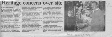 Article, Heritage concern over site, 10/12/1997 12:00:00 AM