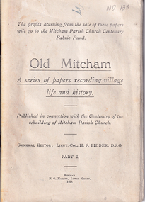 Book, Old Mitcham, 1923