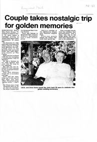 Article, Couple takes nostalgic trip for golden memories, 1988