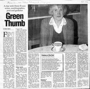 Doris Evans, writer, autobiographer, poet and gardener chats about her life