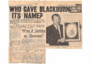 Article, Who gave Blackburn its name, 19/11/1969 12:00:00 AM