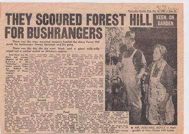 Article, They scoured Forest Hill for bushrangers, 26/02/1969 12:00:00 AM