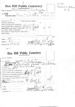 Box Hill Cemetery Accounts - William Chalmers