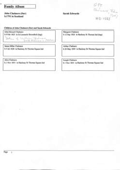 Chart - children of John and Sarah Chalmers