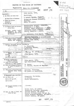 Death Cert Frederick Thomas Chalmers - 24 March 1975