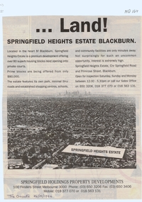 Springfield Heights Estate; cnr Springfield Road and Primrose Street, Blackburn.