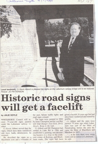 Article, Historic road signs will get a facelift, 1/01/1998 12:00:00 AM