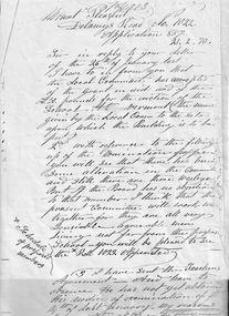 Letter - Correspondence, Acceptence of Aid - Mt Pleasant School, 21/02/1870
