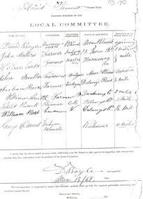 Document - Ephemera, Committee members of Mount Pleasant School, 13/05/1869