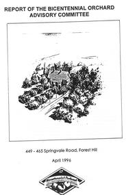Document - Report, Report of the Bicentennial Orchard Advisory Committee, 1/04/1966 12:00:00 AM