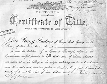 Land Title, Certificate of Title, 4/04/1884