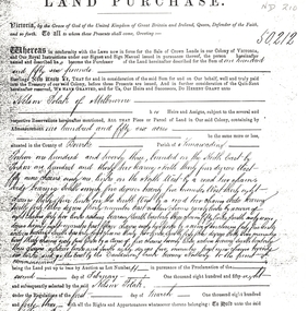 Legal record - Land Title, Land Purchase, 2/02/1858