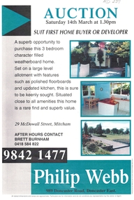 Document, Auction -29 McDowall Street, Mitcham, 14/03/1998 12:00:00 AM
