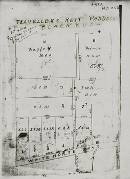 Map of Travelers' Rest Paddock, Blackburn subdivision