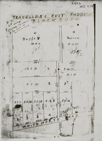 Map of Travelers' Rest Paddock, Blackburn subdivision