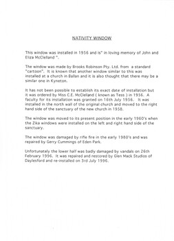 Page 2 -  history of the Nativity window 