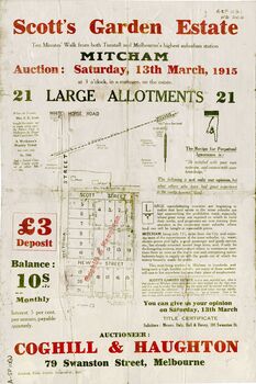 Brochure of Scott's Garden Estate consisting of 21 large allotments owned by Mrs. E.E. Scott,