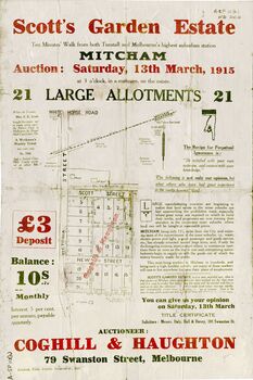 Brochure of Scott's Garden Estate consisting of 21 large allotments owned by Mrs. E.E. Scott,