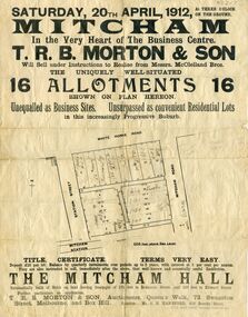 Document, Mitcham Hall, 1912