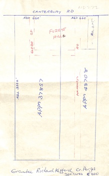 Diagram of plot of land involved.