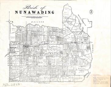 Cadastral map of Parish of Nunawading showing parish boundaries land holdings in 1892.