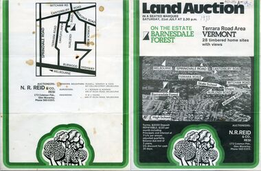Details of land auction on the Estate of Barnesdale Forest, Terrara Road area, Vermont